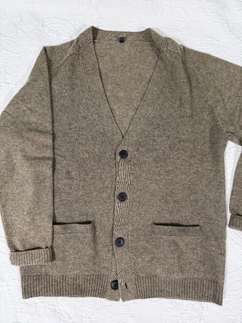 Heathered cardigan, Yak hair and wool.